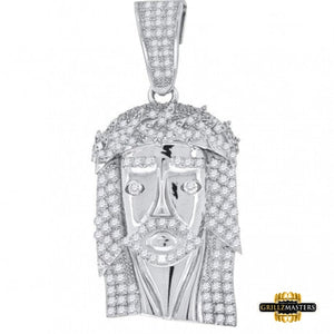 Sterling Silver With Cubic-Zirconia Jesus Face Pendant